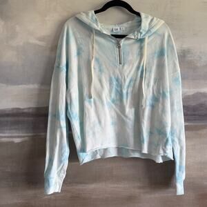 GAP Women's Tie-Dye Half-Zip French Terry Hoodie - Small Oversized - Harbor Blue